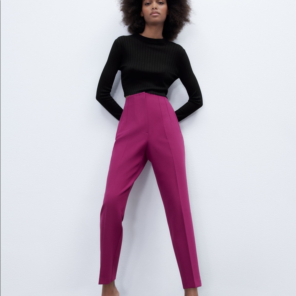 Zara High Waisted Plum Trousers